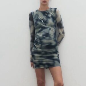Zara Tie Dye Mesh Bodycon Mini Dress Sz Medium